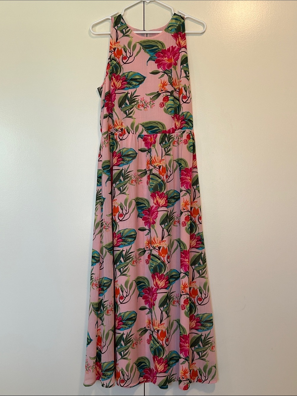 J. Jill Pink Maxi Dress with Tropical Floral Print